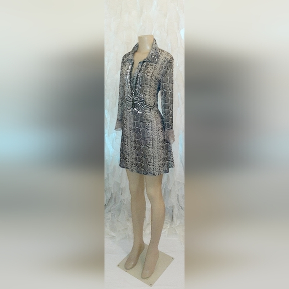 Obstene Snakeprint Shirt Dress Mini L - Picture 3 of 10
